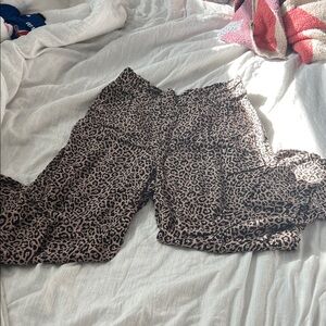 American Eagle Outfitters Leopard Print Wide Leg Pants - Taupe & Black